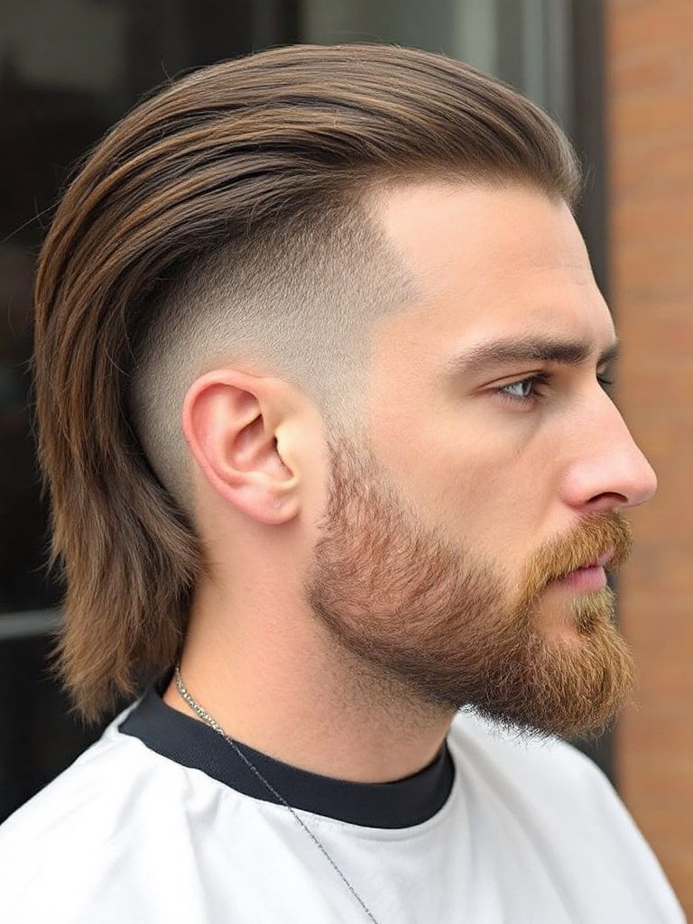 Corte lateral com barba completa